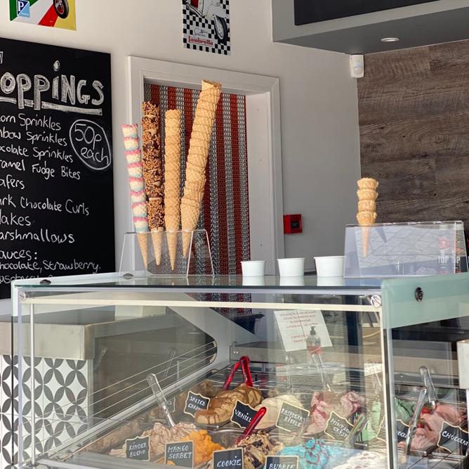 fresh ice cream at gelateria counter at st ellis bay llanelli 