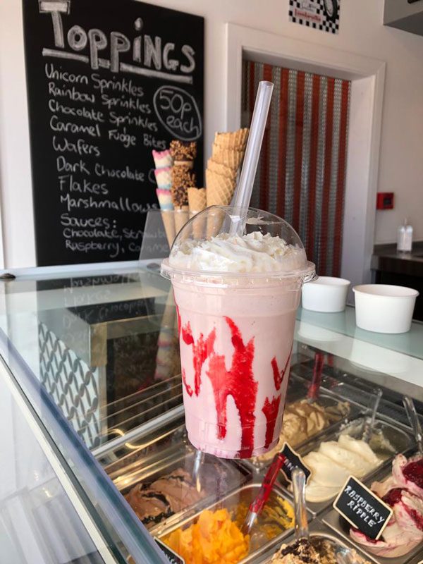 fresh milkshake from ice cream counter llanelli