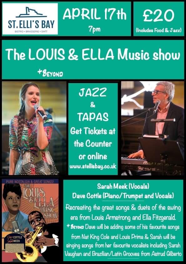 the louis and ella music show and beyond, jazz night, tapas st ellis bay llanelli with sarah meek dave cottle