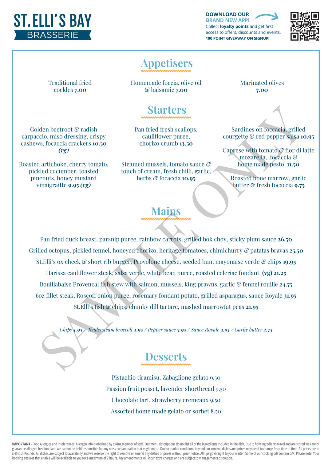 St ellis bay brasserie a la carte menu