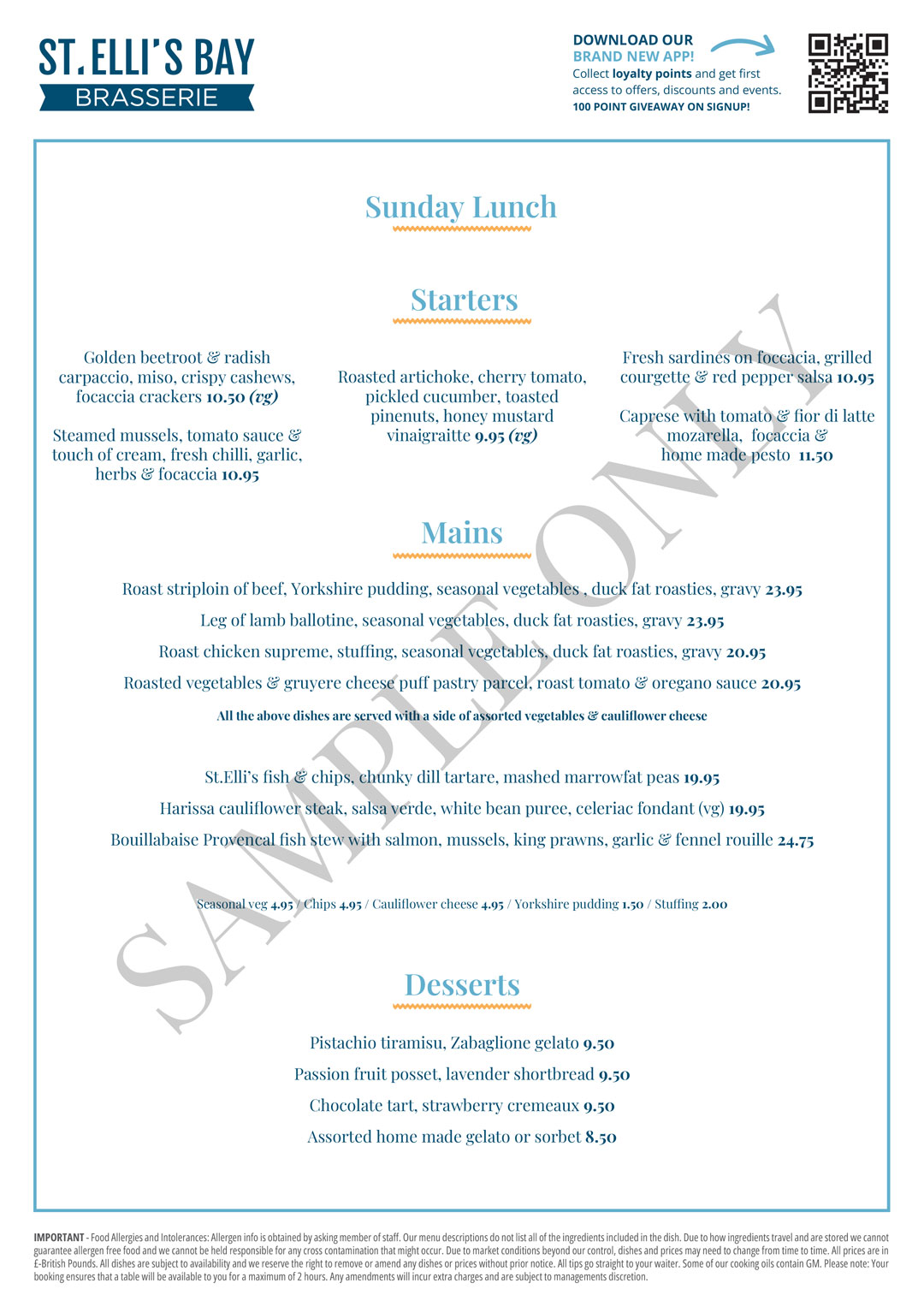 St ellis bay brasserie a la carte menu