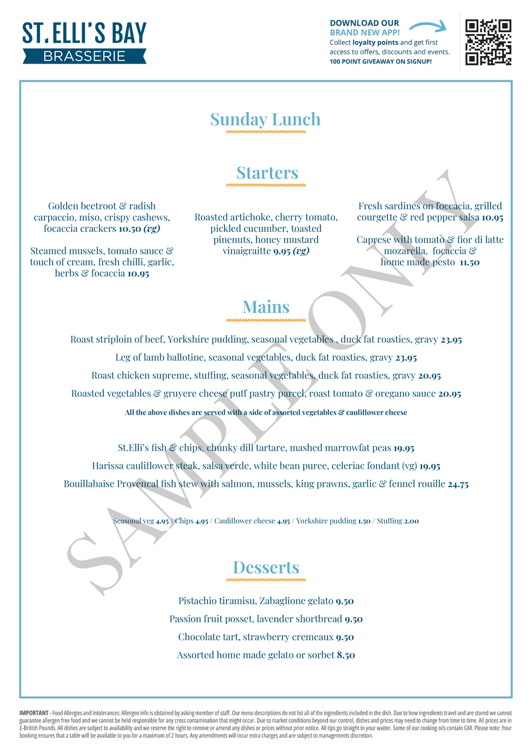 St ellis bay brasserie a la carte menu