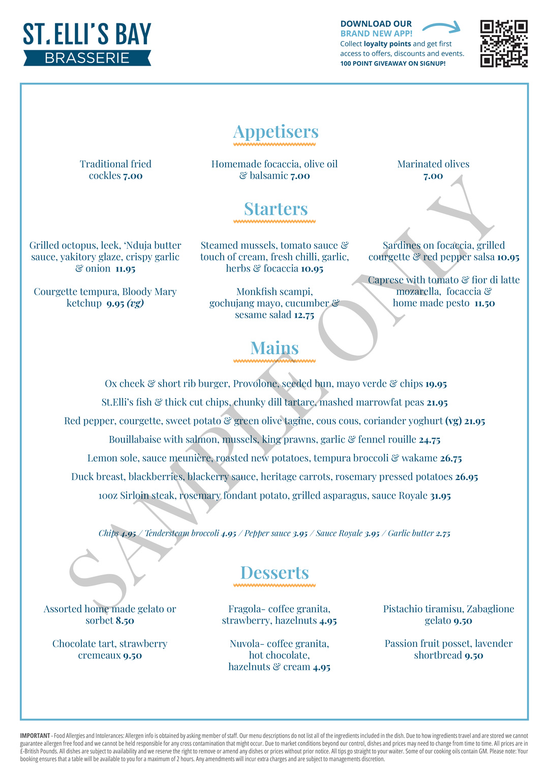St ellis bay brasserie a la carte menu
