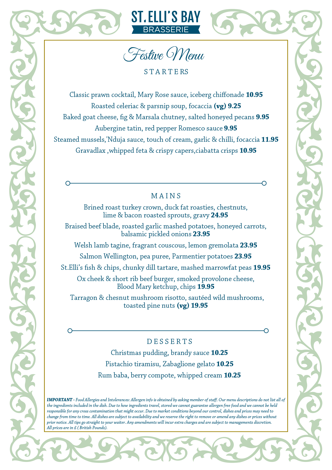 St-3-course-menu st ellis bay restaurant llanelli a la carte menu