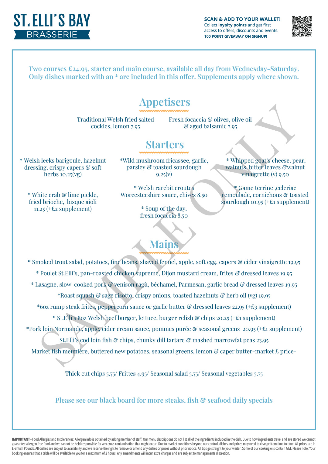 SEB-October-alacarte August 2026 st ellis bay brasserie a la carte menu